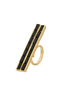 Gold Plated Black Swarovski Ring