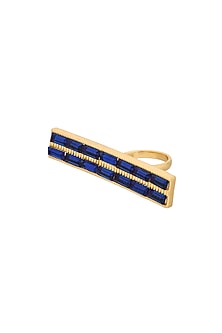 Gold Plated Cobalt Blue Swarovski Ring