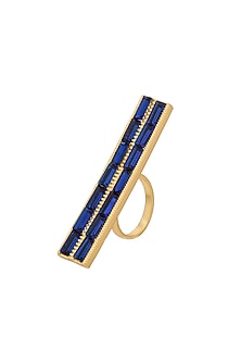 Gold Plated Cobalt Blue Swarovski Ring