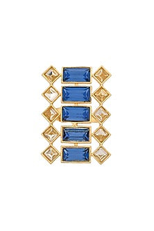 Gold Plated Ring With Cobalt Blue Swarovskis