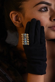 Gold Plated Ring With Cobalt Blue Swarovskis