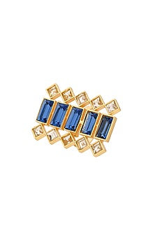 Gold Plated Ring With Cobalt Blue Swarovskis