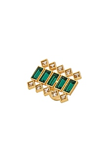 Gold Plated Ring With Green Swarovskis