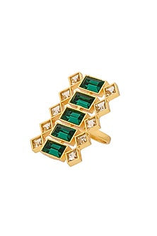 Gold Plated Ring With Green Swarovskis