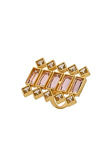 Gold Plated Light Pink Swarovski Ring