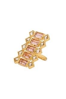 Gold Plated Light Pink Swarovski Ring