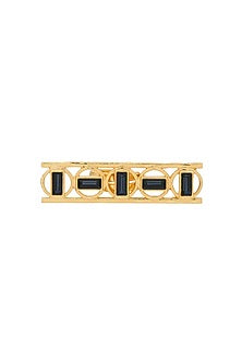 Gold Plated Dark Navy Blue Swarovski Ring
