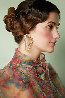 Gold Plated Harp Earrings