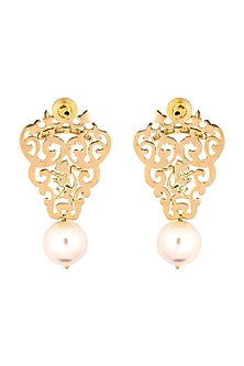 Gold Plated Marguerite Pearl Earrings