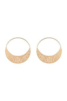Gold Finish Handcrafted Inscription Hoop Earrings