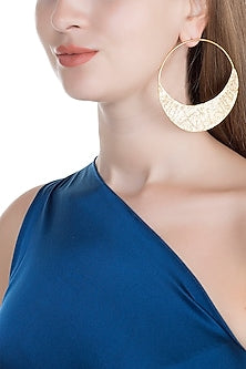 Gold Finish Handcrafted Inscription Hoop Earrings