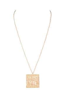 Gold Finish Handcrafted Rhino Seal Pendant Long Necklace