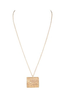 Gold Finish Handcrafted Unicorn Seal Pendant Long Necklace