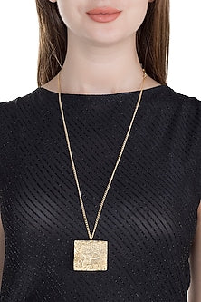 Gold Finish Handcrafted Unicorn Seal Pendant Long Necklace
