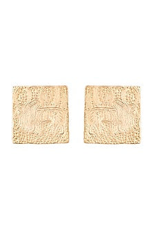 Gold Finish Handcrafted Zebu Earrings