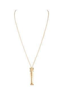 Gold Finish Handcrafted Statuesque Long Necklace