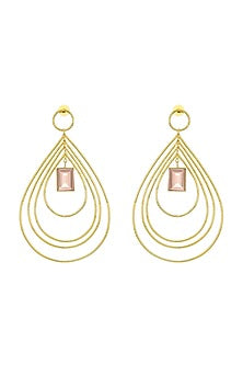 Gold Finish Synthetic Stone Hoop Earrings