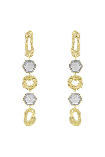 Gold Finish Handcrafted Dangler Earrings In Brass