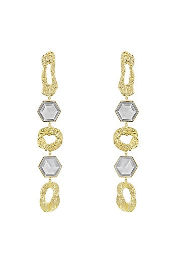 Gold Finish Handcrafted Dangler Earrings In Brass