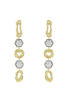 Gold Finish Handcrafted Dangler Earrings In Brass