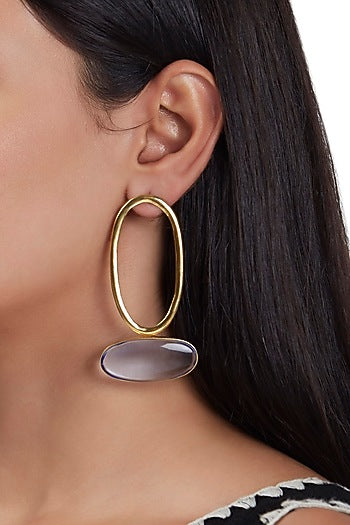 Gold Finish Hoop Earrings In Brass