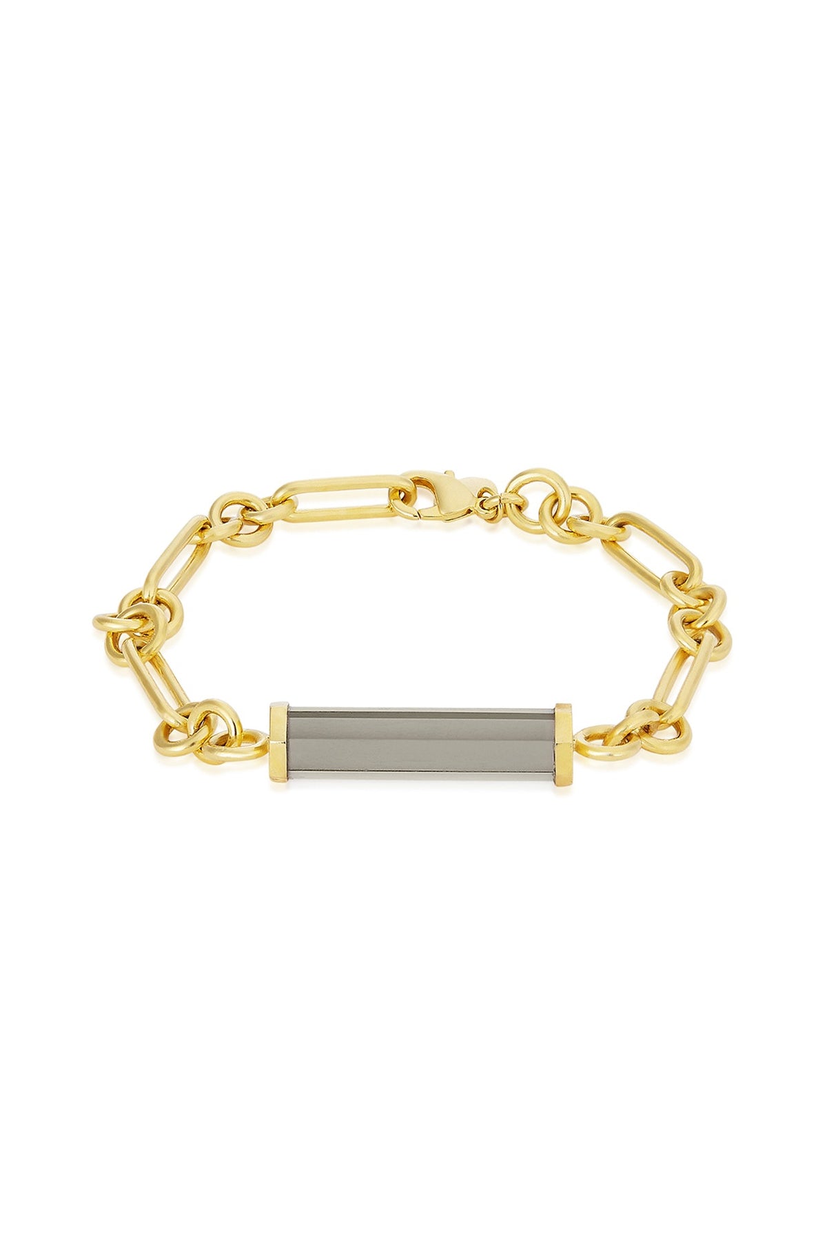 Gold Finish Handcrafted Bracelet With Grey Synthetic Stone