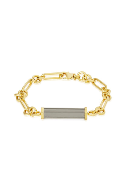 Gold Finish Handcrafted Bracelet With Grey Synthetic Stone