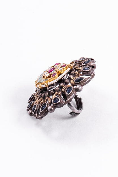 Jadau Kundan Bird Motif Ring 