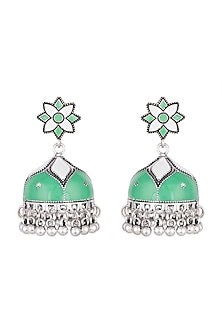 Silver Plated Meenakari Jhumka Earrings