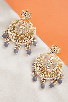 Gold Finish Kundan Chandbali Earrings