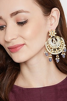 Gold Finish Kundan Chandbali Earrings