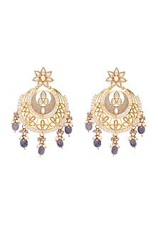 Gold Finish Kundan Chandbali Earrings