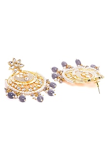 Gold Finish Kundan Chandbali Earrings