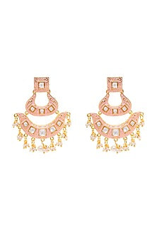 Gold Finish Kundan Dangler Earrings