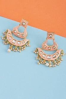 Gold Finish Kundan Dangler Earrings