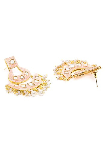 Gold Finish Kundan Dangler Earrings