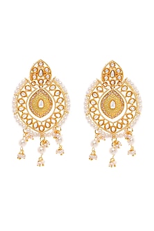 Gold Finish Dangler Earrings With Kundan