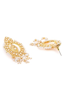 Gold Finish Dangler Earrings With Kundan