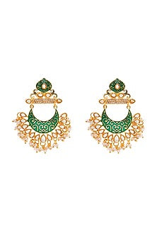 Gold Finish Pearl Chandbali Earrings