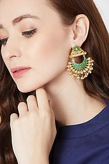 Gold Finish Pearl Chandbali Earrings