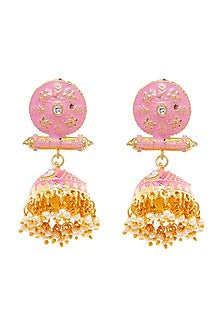 Two Tone Finish Pearl Jhumka Earrings
