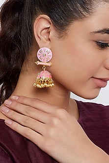 Two Tone Finish Pearl Jhumka Earrings