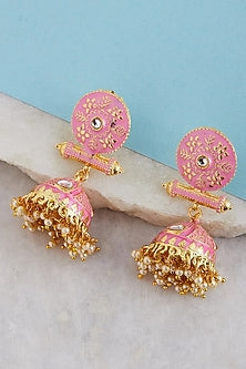 Two Tone Finish Pearl Jhumka Earrings