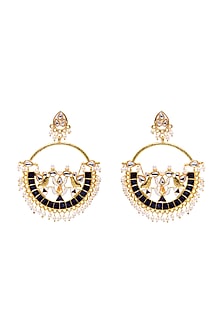 Gold Finish Kundan & Pearl Dangler Earrings