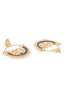 Gold Finish Kundan & Pearl Dangler Earrings