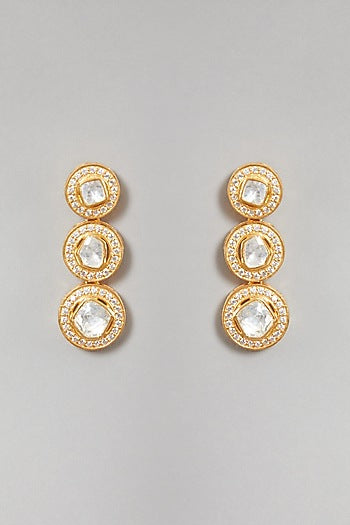 Gold Plated Polki Necklace Set In Sterling Silver