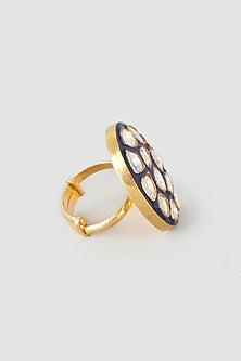 Gold Finish Handcrafted Ring In Sterling Silver