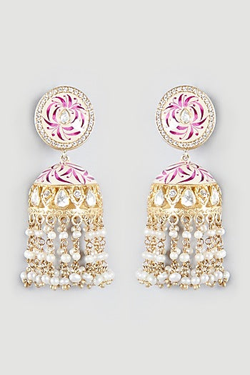 Gold Finish Handcrafted Earrings In Sterling Silver