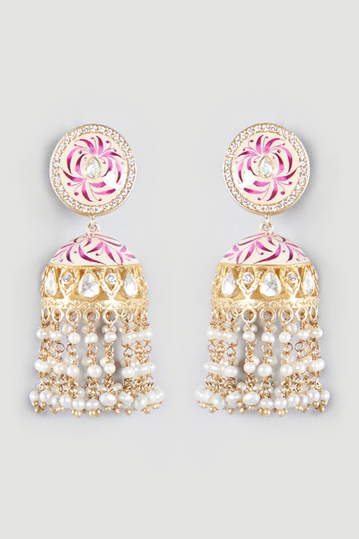 Gold Finish Handcrafted Earrings In Sterling Silver