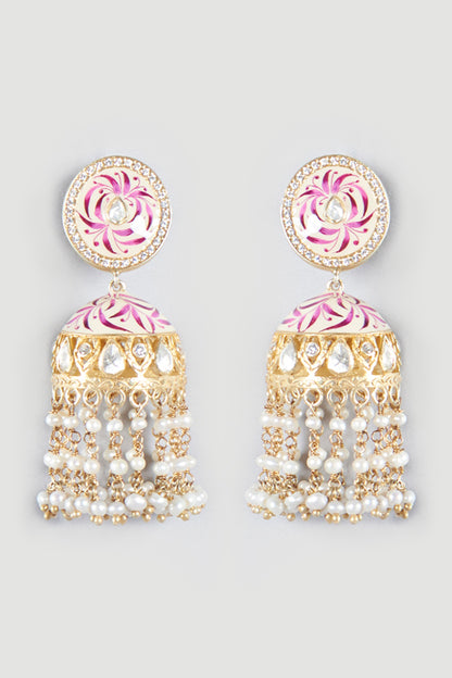 Gold Finish Handcrafted Earrings In Sterling Silver